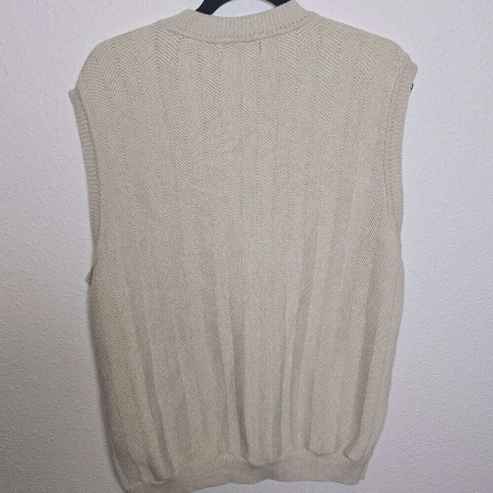 Vintage Eddie Bauer Sweater Vest Men’s Large Beige Cotton Button Front 90s